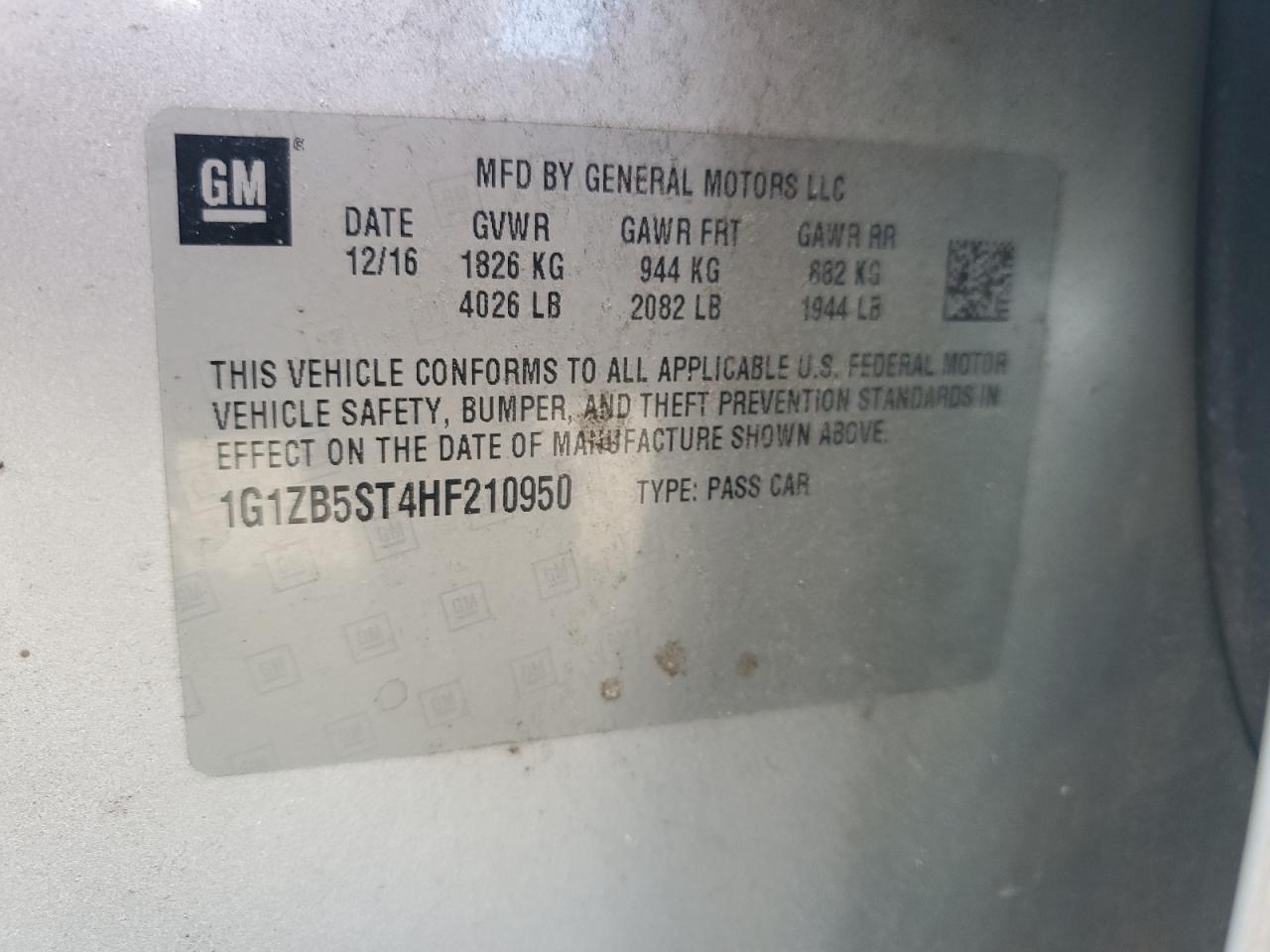 2017 Chevrolet Malibu Ls VIN: 1G1ZB5ST4HF210950 Lot: 85709535