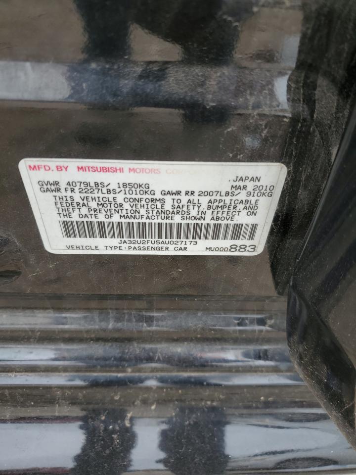 2010 Mitsubishi Lancer Es/Es Sport VIN: JA32U2FU5AU027173 Lot: 82408535