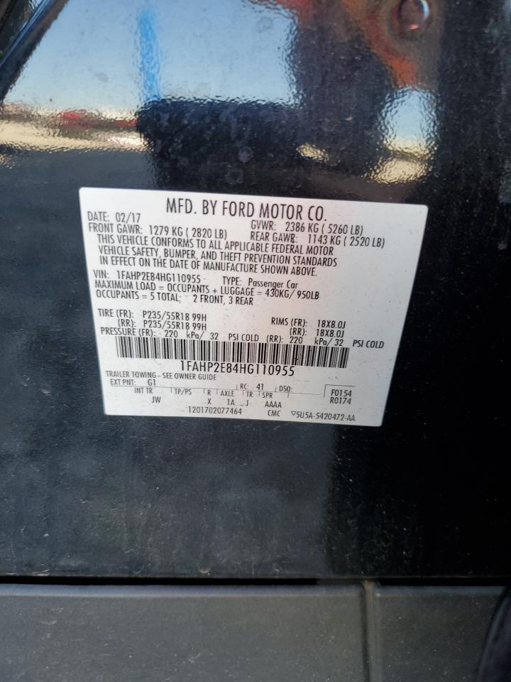 2017 Ford Taurus Sel VIN: 1FAHP2E84HG110955 Lot: 86846755