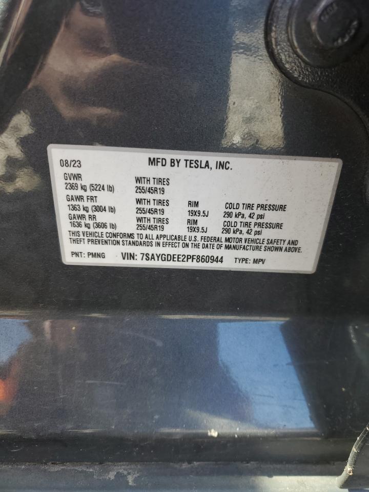 2023 Tesla Model Y VIN: 7SAYGDEE2PF860944 Lot: 84744005