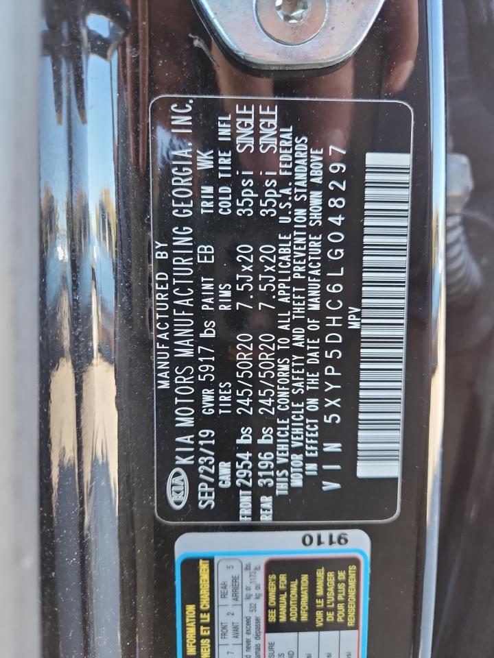 2020 Kia Telluride Sx VIN: 5XYP5DHC6LG048297 Lot: 85839005