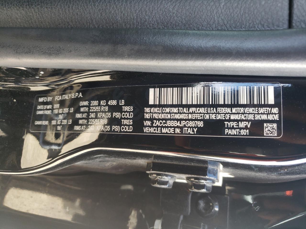 2018 Jeep Renegade Latitude VIN: ZACCJBBB4JPG89766 Lot: 81991255