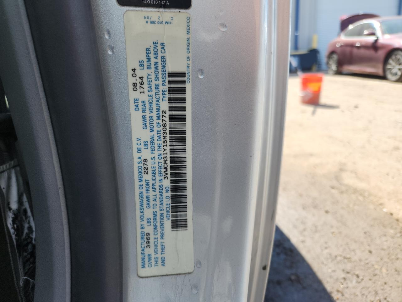 2005 Volkswagen New Beetle Gls VIN: 3VWCM31Y15M308772 Lot: 86320545