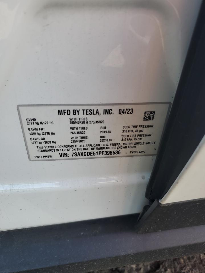 2023 Tesla Model X VIN: 7SAXCDE51PF396536 Lot: 82714955