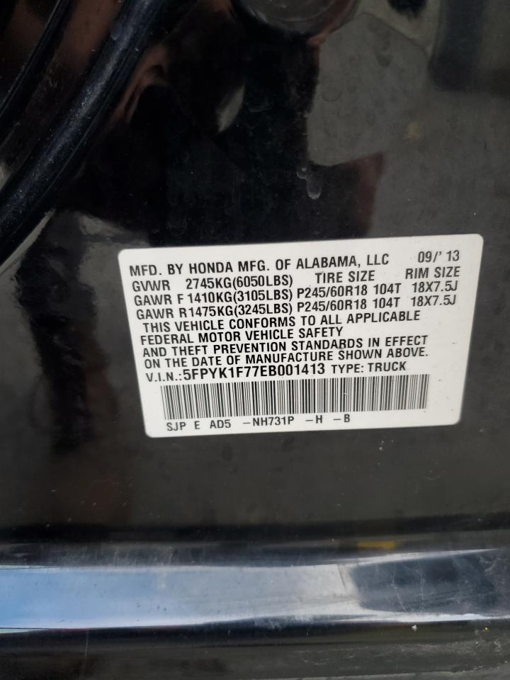 2014 Honda Ridgeline Sport VIN: 5FPYK1F77EB001413 Lot: 86088355