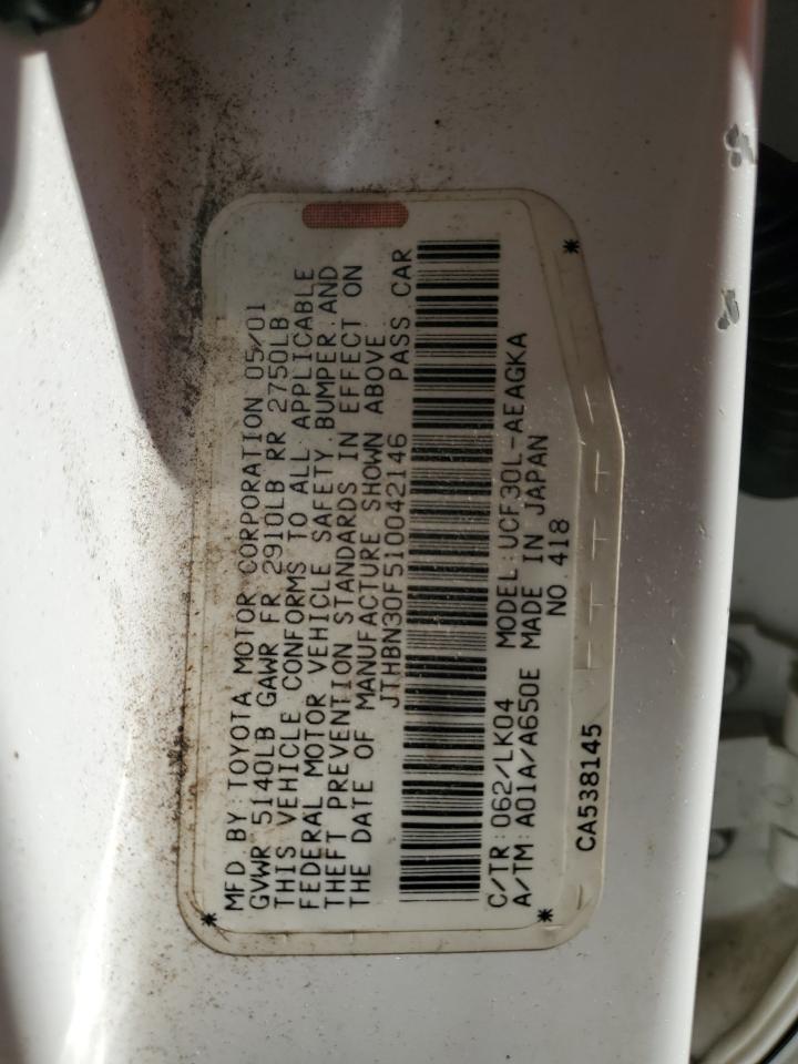 2001 Lexus Ls 430 VIN: JTHBN30F510042146 Lot: 86135175