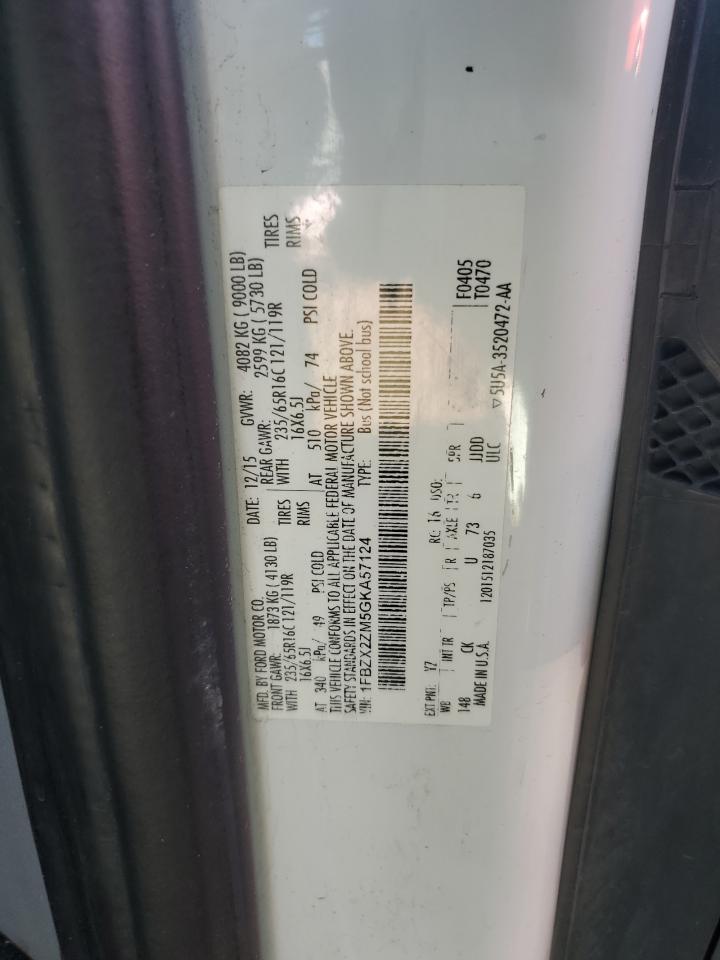 2016 Ford Transit T-350 VIN: 1FBZX2ZM5GKA57124 Lot: 87057695