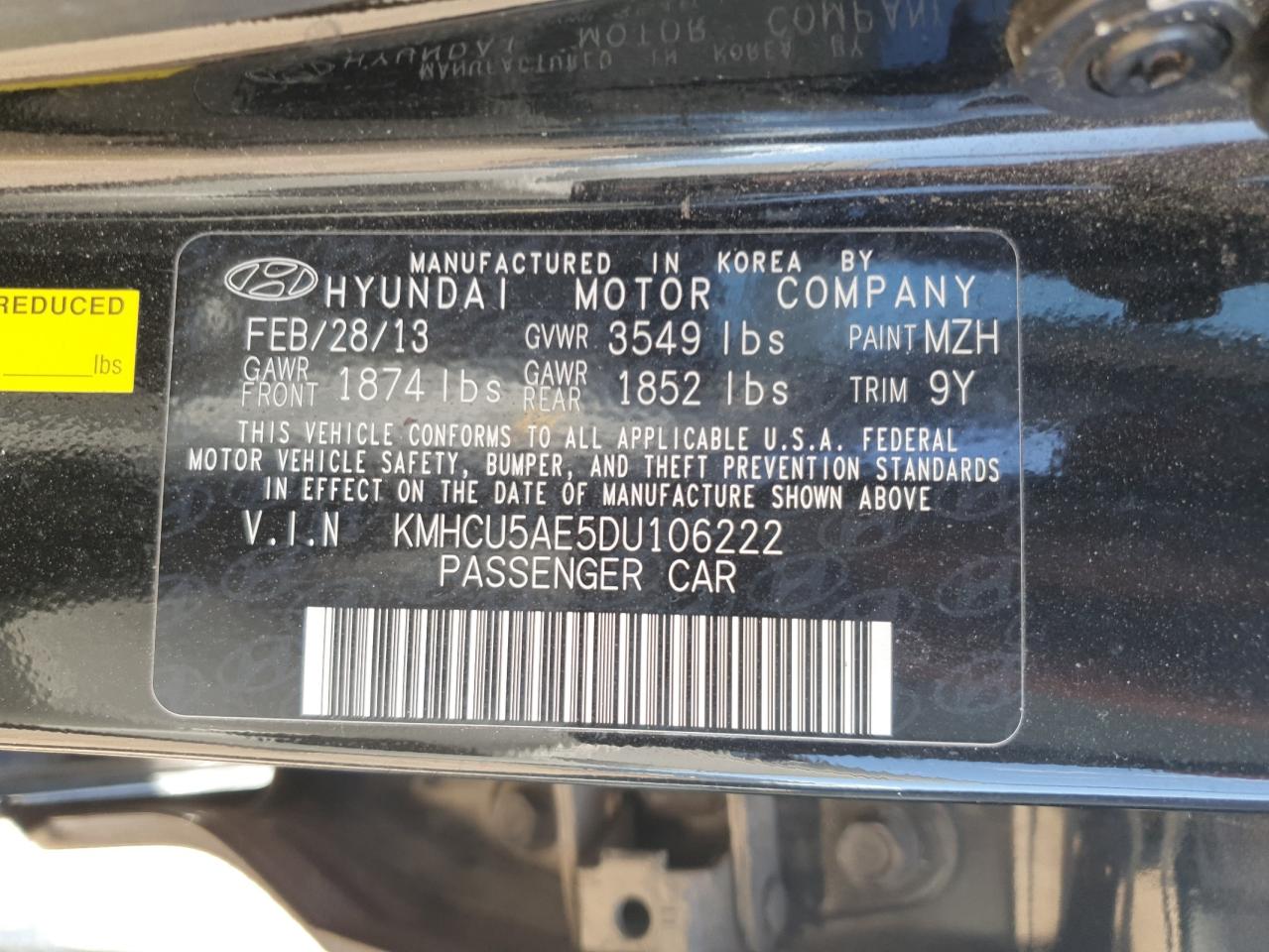 2013 Hyundai Accent Gls VIN: KMHCU5AE5DU106222 Lot: 82782075