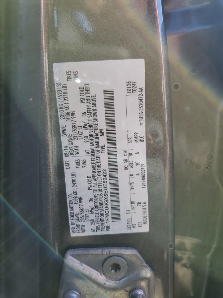 2014 Ford Escape Se VIN: 1FMCU0GX5EUE50422 Lot: 87074825