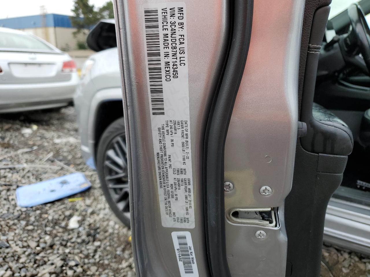 2022 Jeep Compass Limited VIN: 3C4NJDCB7NT143450 Lot: 85573545