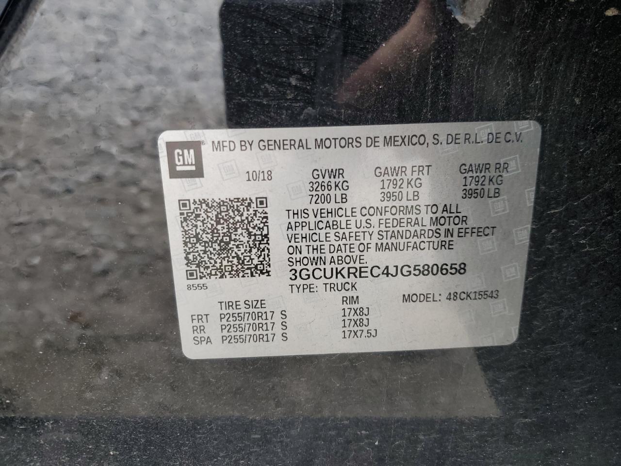 2018 Chevrolet Silverado K1500 Lt VIN: 3GCUKREC4JG580658 Lot: 82357275