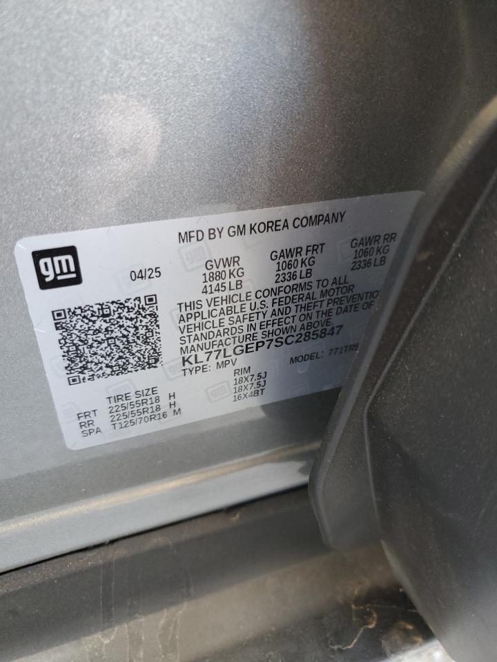 2025 Chevrolet Trax 1Rs VIN: KL77LGEP7SC285847 Lot: 89497065