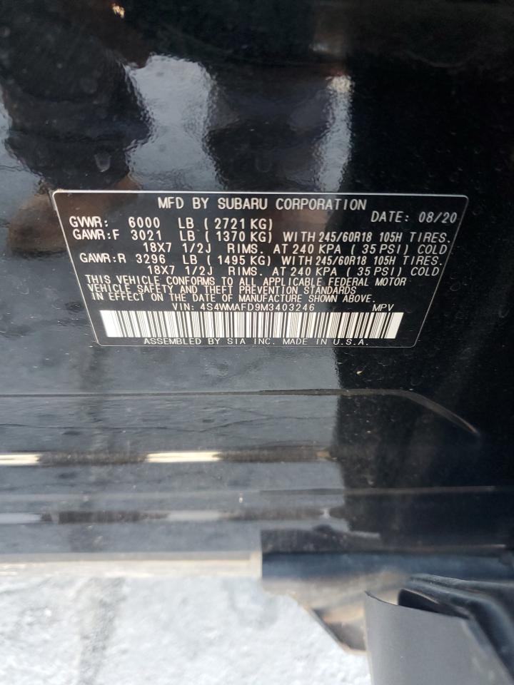 2021 Subaru Ascent Premium VIN: 4S4WMAFD9M3403246 Lot: 82541495