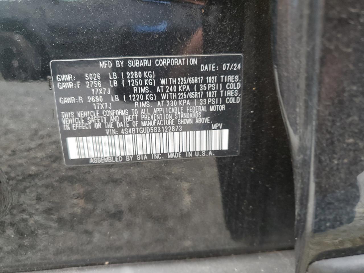 2025 Subaru Outback Wilderness VIN: 4S4BTGUD5S3122873 Lot: 82363495