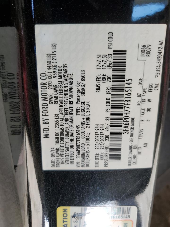 2015 Ford Fusion Se VIN: 3FA6P0H77FR165145 Lot: 86528125