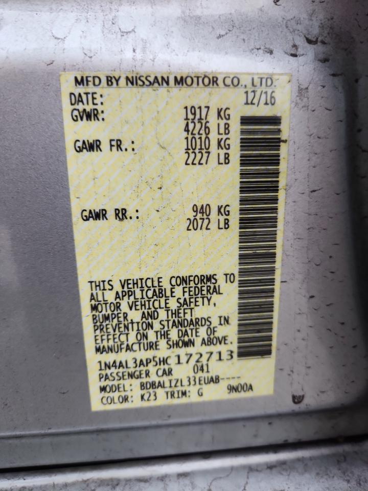 2017 Nissan Altima 2.5 VIN: 1N4AL3AP5HC172713 Lot: 82397715