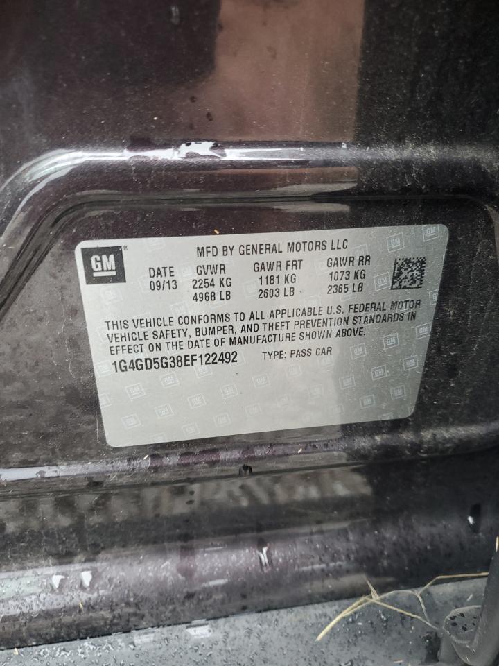 2014 Buick Lacrosse Premium VIN: 1G4GD5G38EF122492 Lot: 90361915
