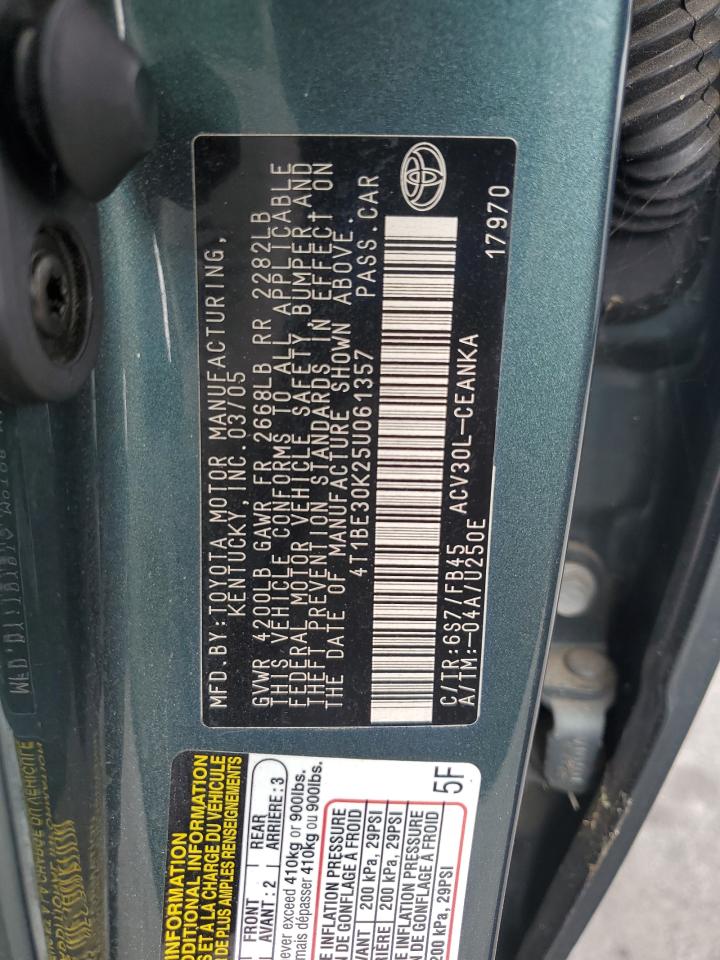 2005 Toyota Camry Le VIN: 4T1BE30K25U061357 Lot: 85748425