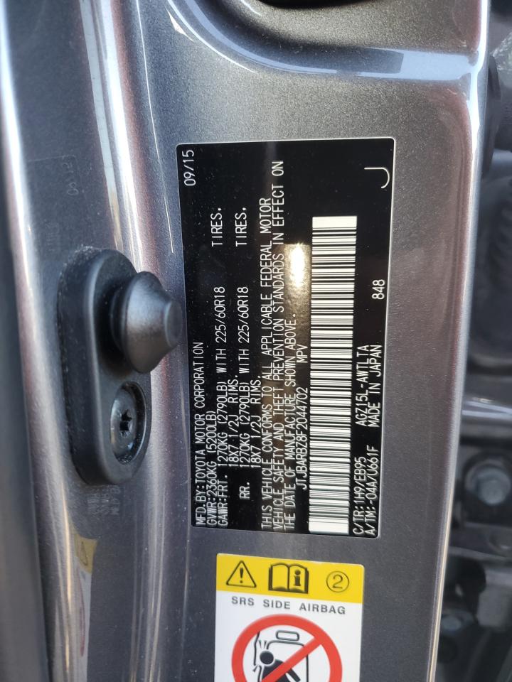 2015 Lexus Nx 200T VIN: JTJBARBZ8F2044702 Lot: 87074845