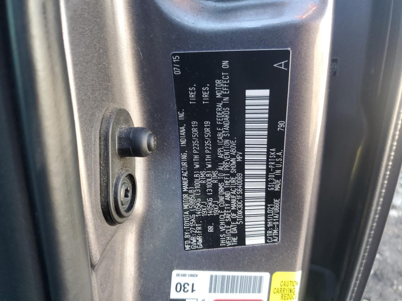 2015 Toyota Sienna Sport VIN: 5TDXK3DC1FS640089 Lot: 82368785