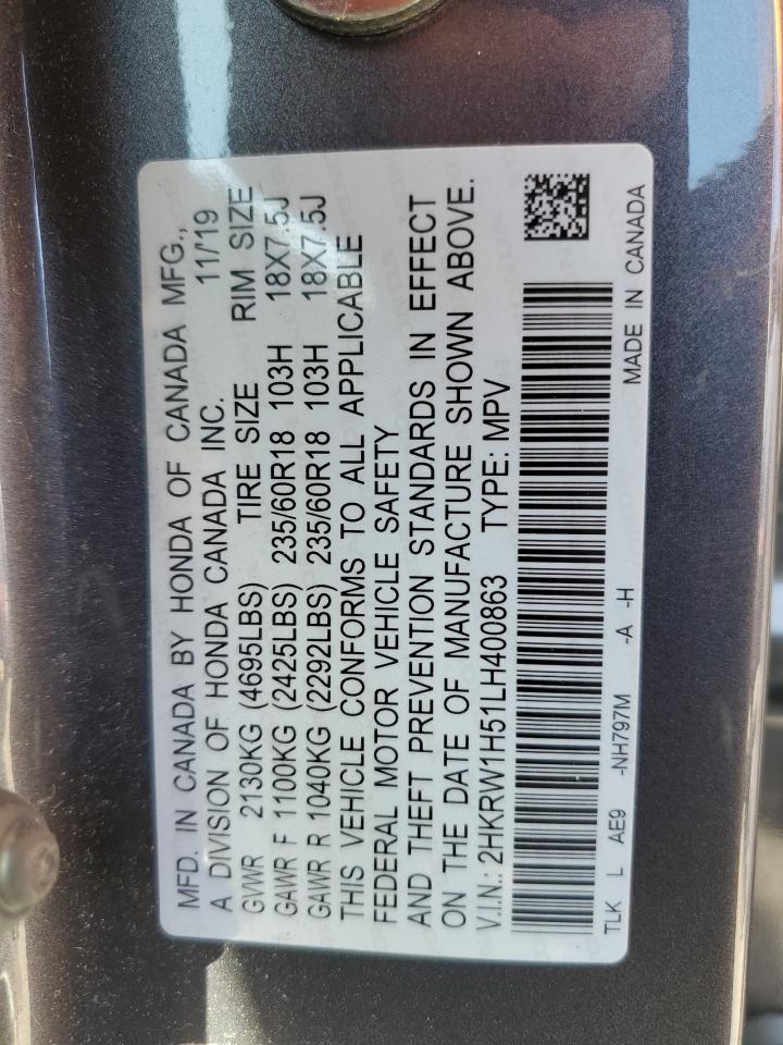 2020 Honda Cr-V Ex VIN: 2HKRW1H51LH400863 Lot: 90809075