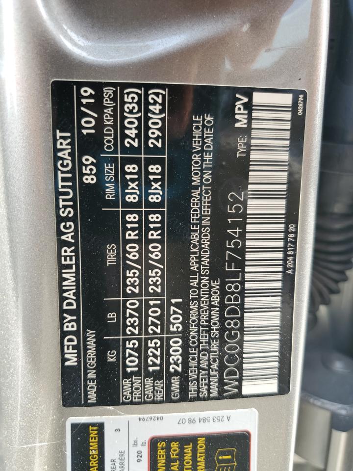 2020 Mercedes-Benz Glc 300 VIN: WDC0G8DB8LF754152 Lot: 87127745