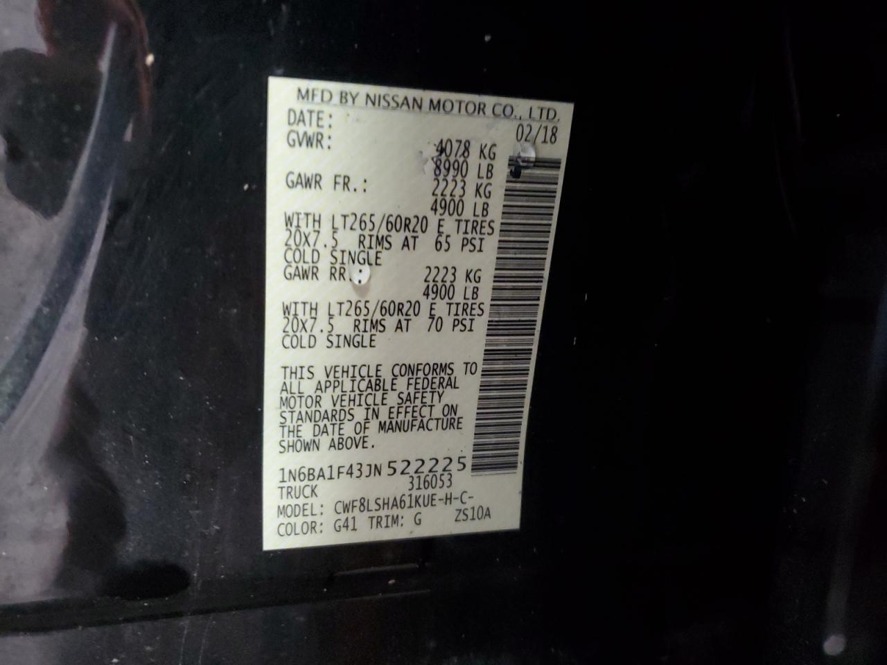 2018 Nissan Titan Xd Sl VIN: 1N6BA1F43JN522225 Lot: 85337335