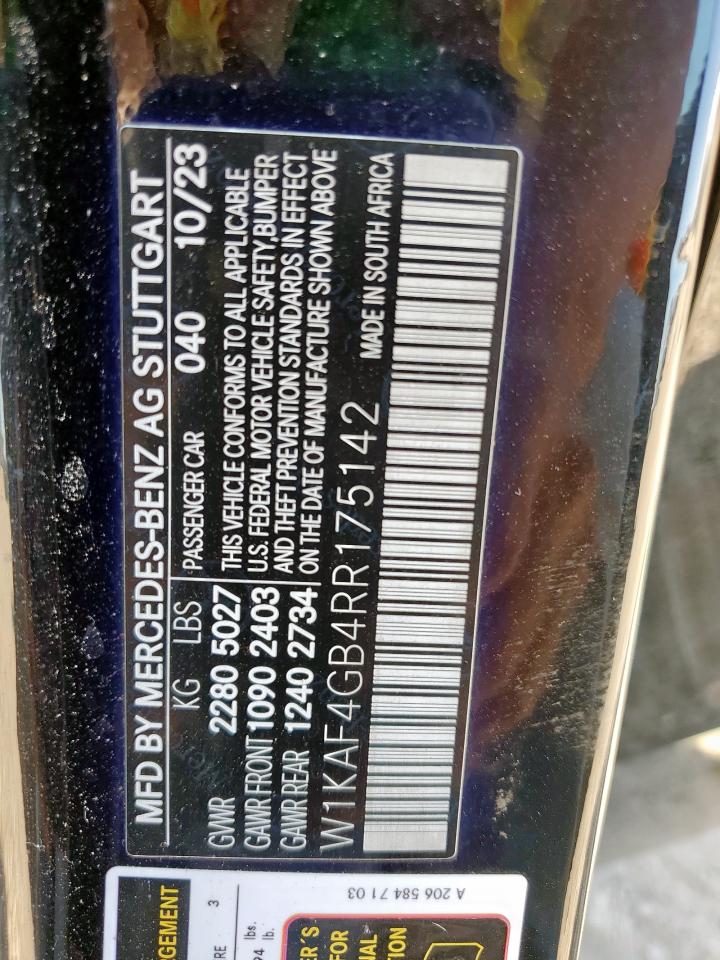 2024 Mercedes-Benz C 300 VIN: W1KAF4GB4RR175142 Lot: 86311595