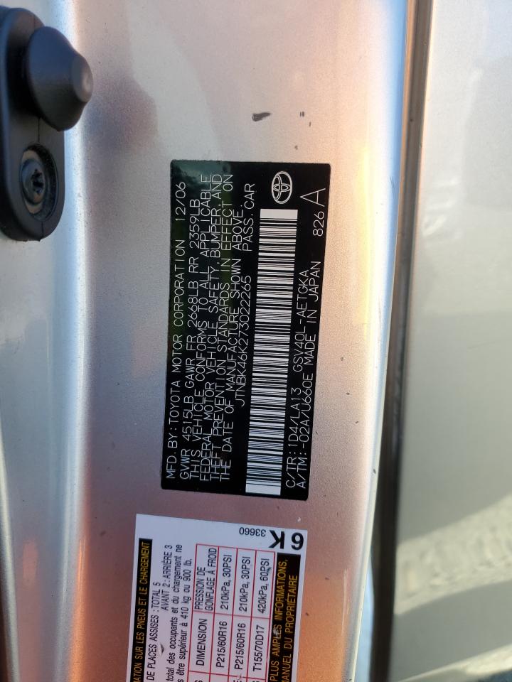 2007 Toyota Camry Le VIN: JTNBK46K273022265 Lot: 81972945