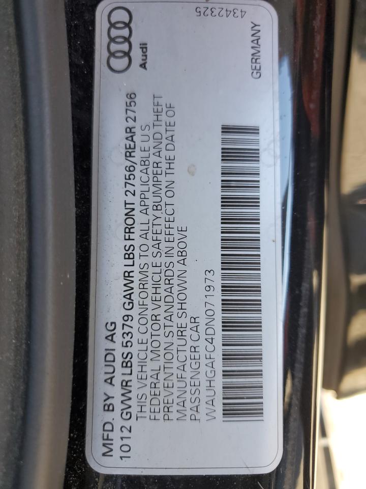 2013 Audi A6 Prestige VIN: WAUHGAFC4DN071973 Lot: 85181075