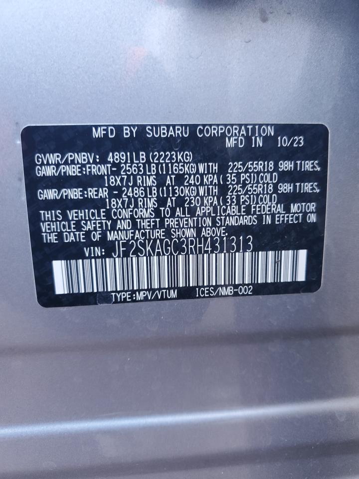 2024 Subaru Forester Sport VIN: JF2SKAGC3RH431313 Lot: 85201205
