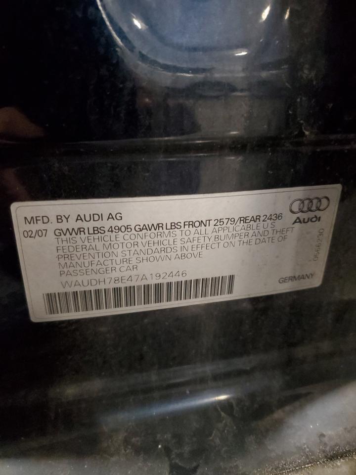 2007 Audi A4 3.2 Quattro VIN: WAUDH78E47A192446 Lot: 82499445