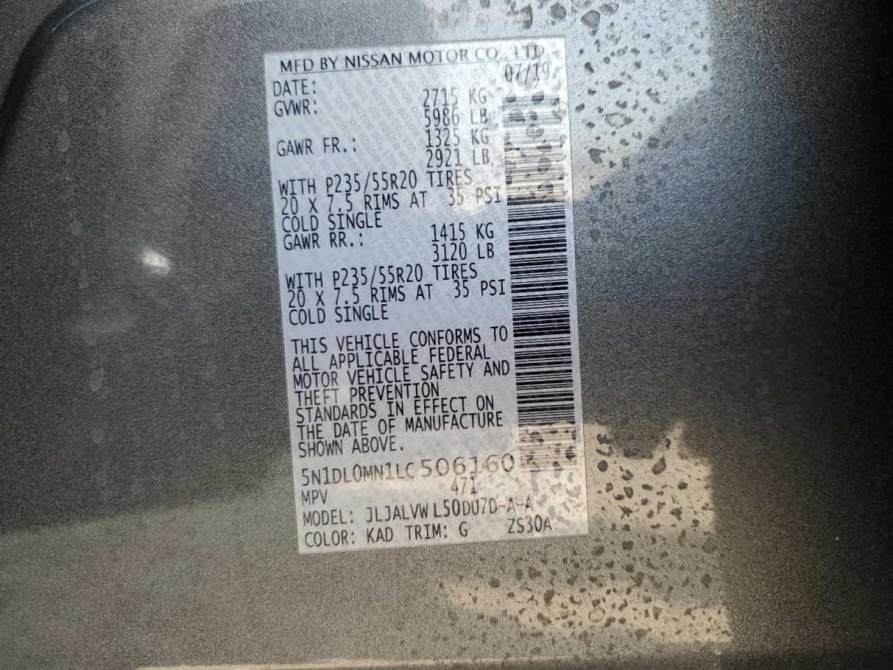 2020 Infiniti Qx60 Luxe VIN: 5N1DL0MN1LC506160 Lot: 89510305