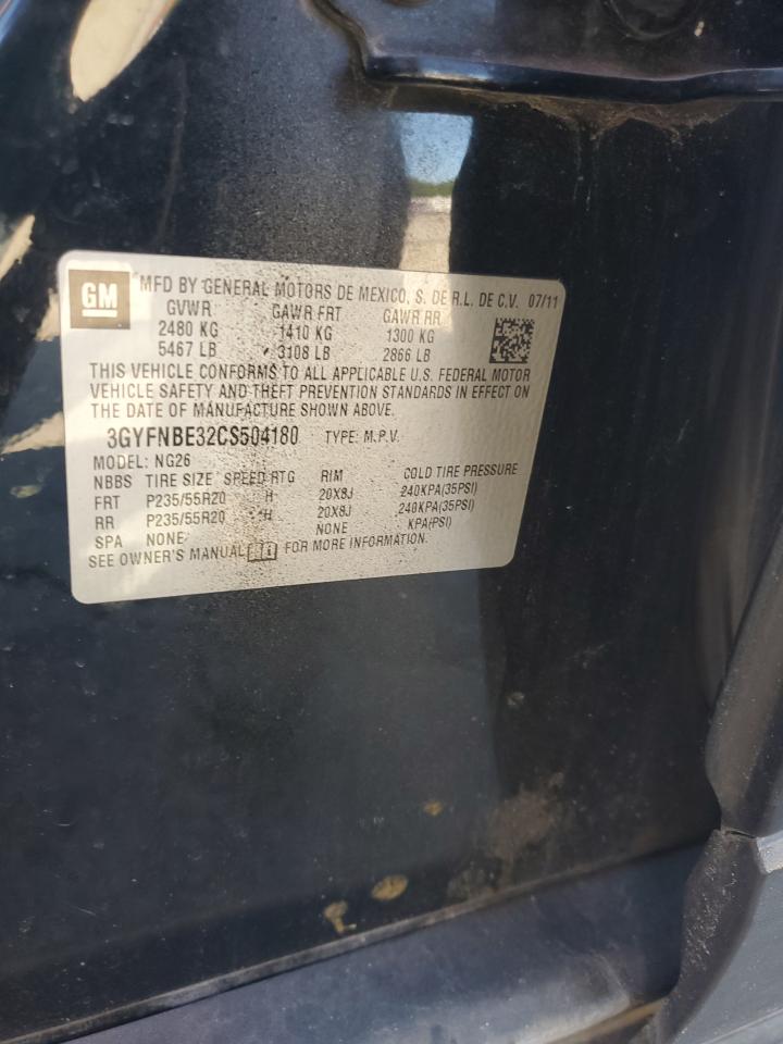 2012 Cadillac Srx Performance Collection VIN: 3GYFNBE32CS504180 Lot: 86817435