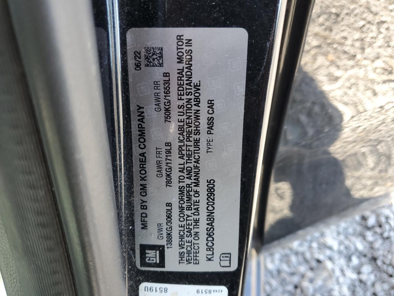 2022 Chevrolet Spark 1Lt VIN: KL8CD6SA8NC029805 Lot: 81196645