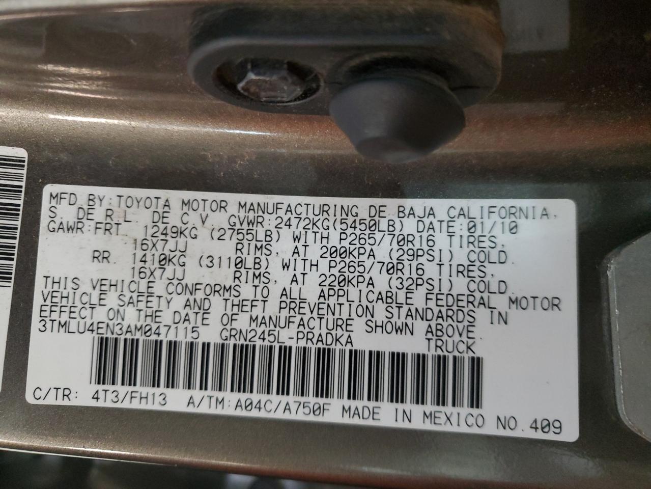 2010 Toyota Tacoma Double Cab VIN: 3TMLU4EN3AM047115 Lot: 84740755