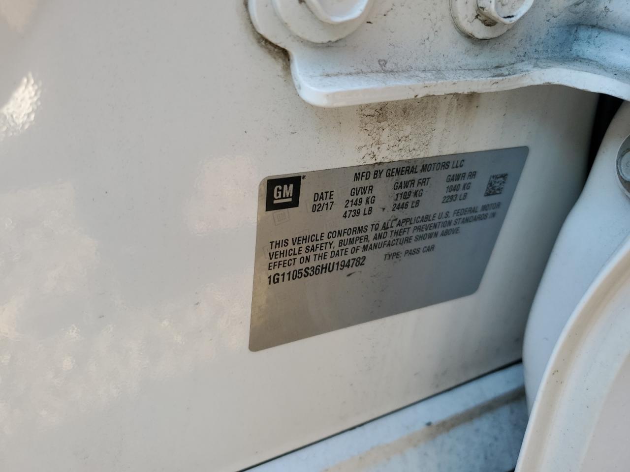 2017 Chevrolet Impala Lt VIN: 1G1105S36HU194782 Lot: 84797645