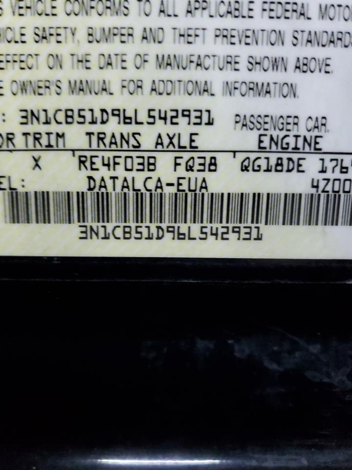 2006 Nissan Sentra 1.8 VIN: 3N1CB51D96L542931 Lot: 85592495