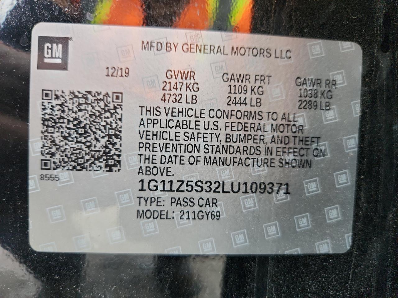 2020 Chevrolet Impala Lt VIN: 1G11Z5S32LU109371 Lot: 85313505