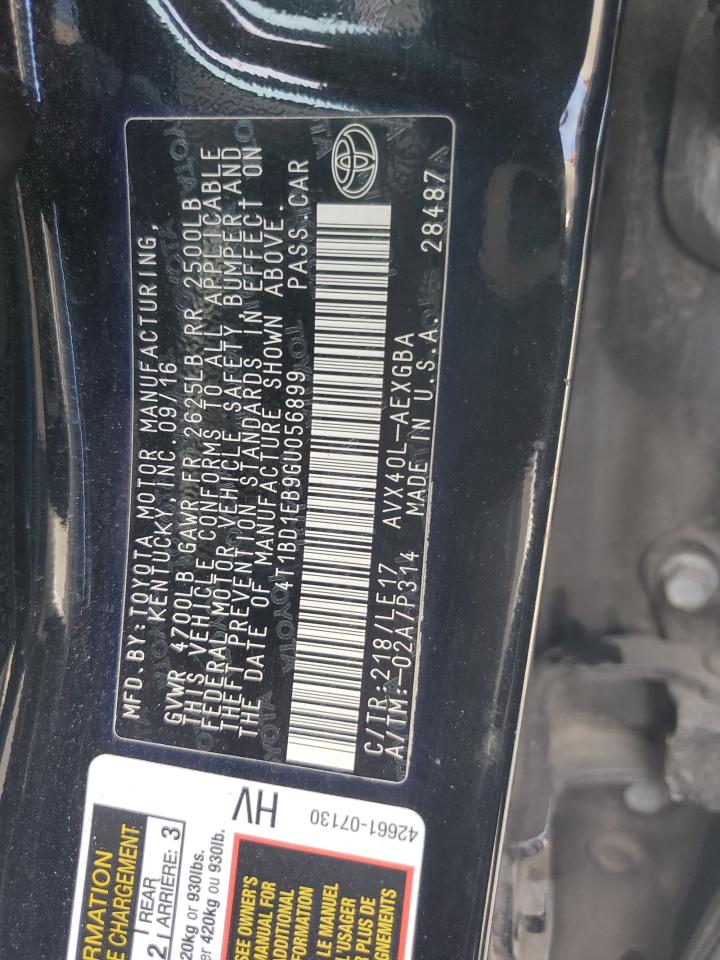 2016 Toyota Avalon Hybrid VIN: 4T1BD1EB9GU056899 Lot: 89526555