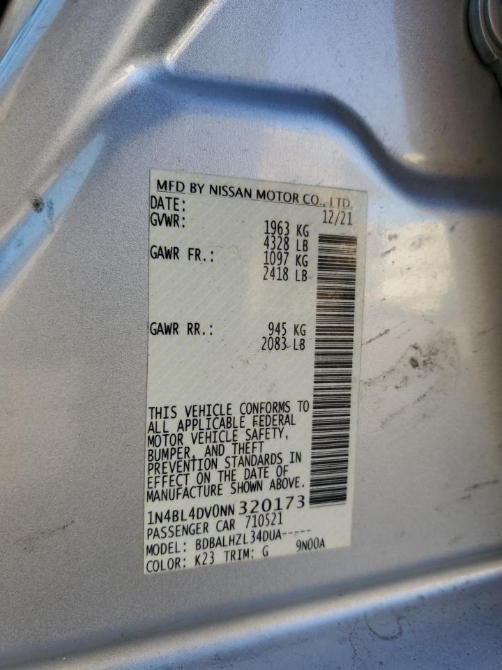 2022 Nissan Altima Sv VIN: 1N4BL4DV0NN320173 Lot: 84613545