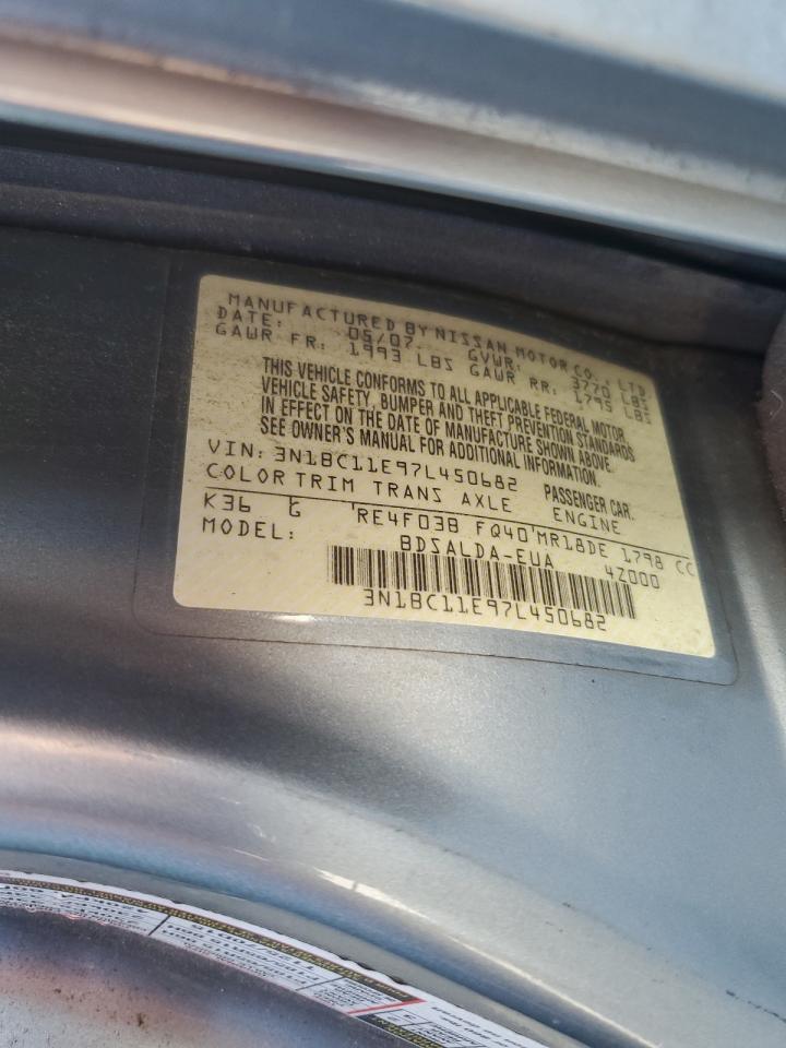 2007 Nissan Versa S VIN: 3N1BC11E97L450682 Lot: 84892545