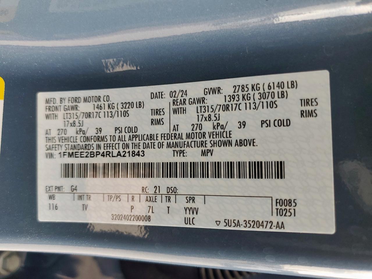 2024 Ford Bronco Wildtrak VIN: 1FMEE2BP4RLA21843 Lot: 86463475