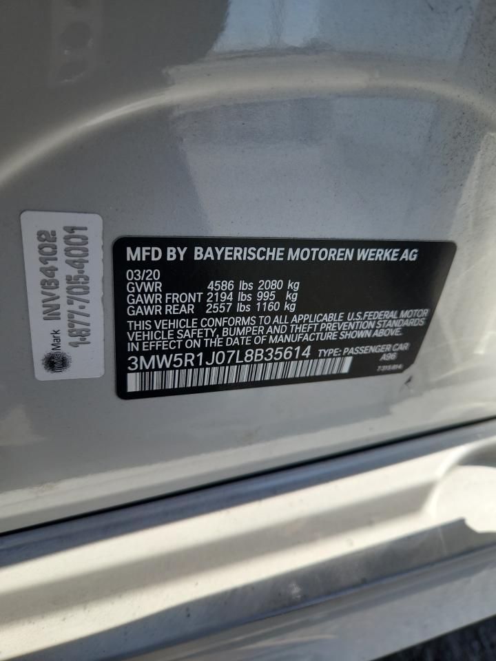 2020 BMW 330I VIN: 3MW5R1J07L8B35614 Lot: 82232745