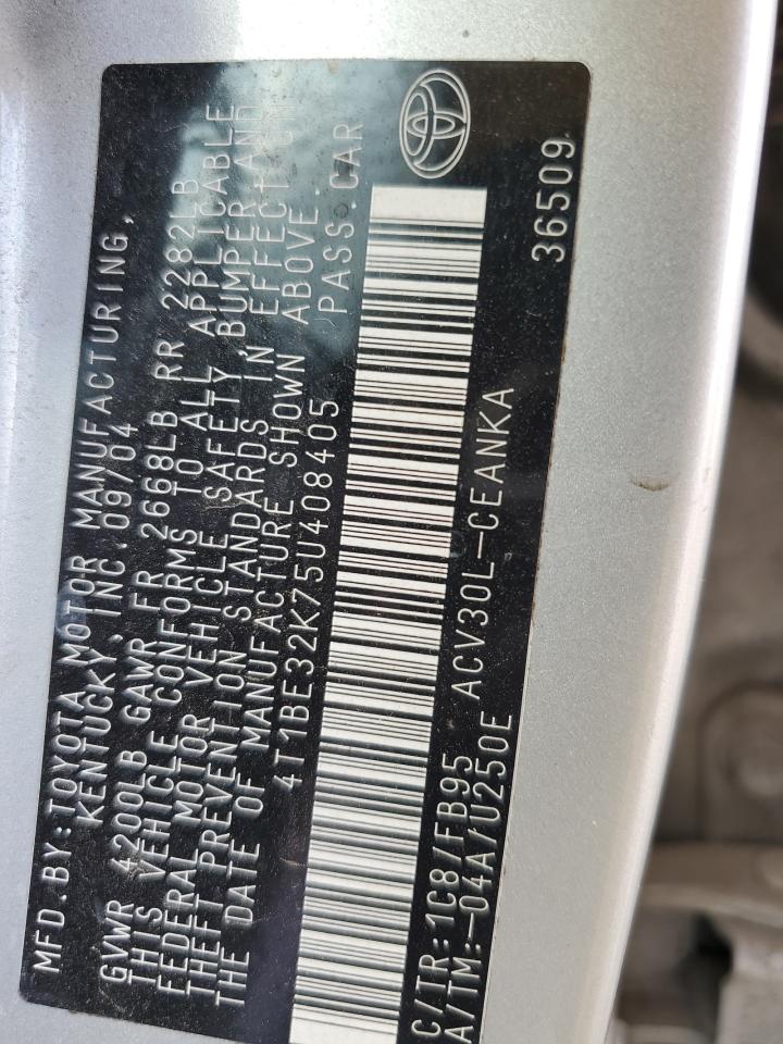 2005 Toyota Camry Le VIN: 4T1BE32K75U408405 Lot: 84635945