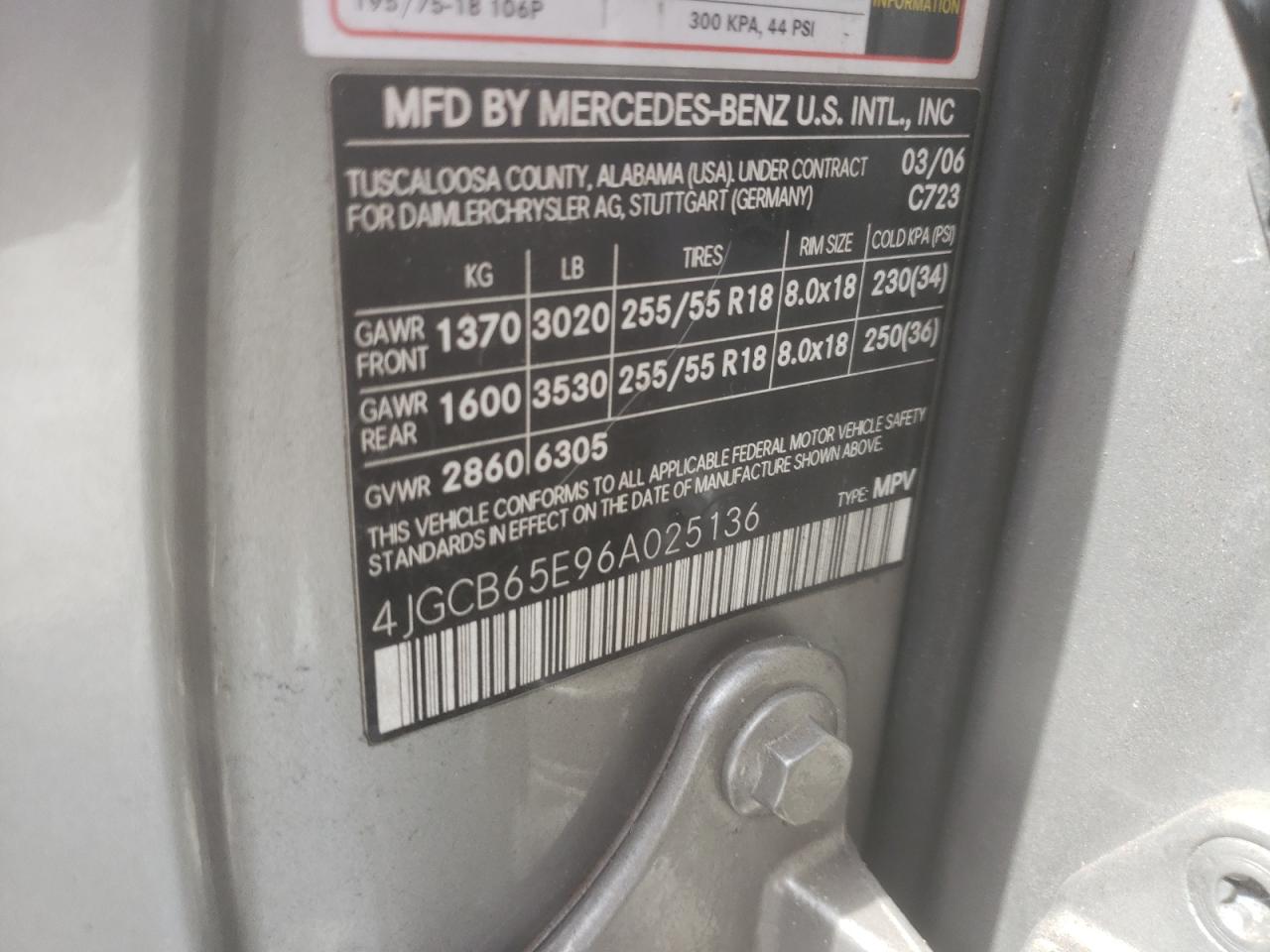 2006 Mercedes-Benz R 350 VIN: 4JGCB65E96A025136 Lot: 86497715