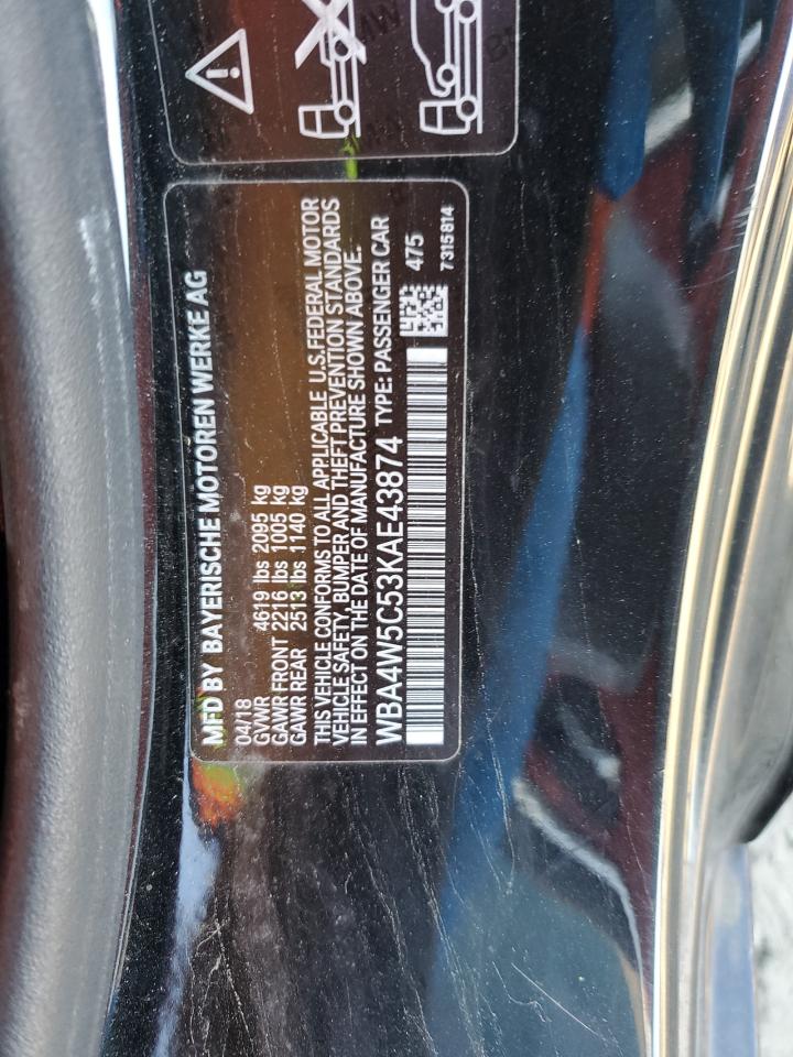 2019 BMW 430Xi VIN: WBA4W5C53KAE43874 Lot: 84455265