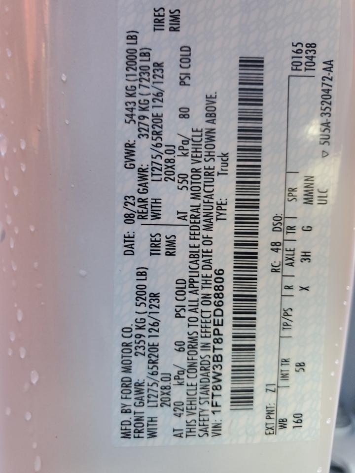2023 Ford F350 Super Duty VIN: 1FT8W3BT8PED68806 Lot: 84555445