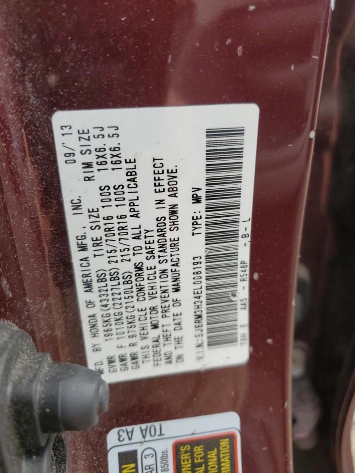 2014 Honda Cr-V Lx VIN: 5J6RM3H34EL008193 Lot: 86309795