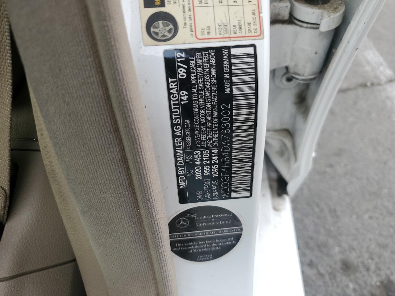 2013 Mercedes-Benz C 250 VIN: WDDGF4HB4DA783002 Lot: 82727675